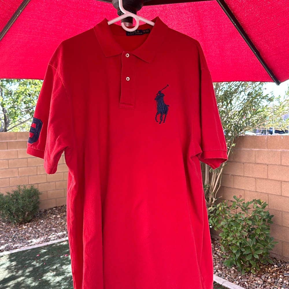 Red polo shirt